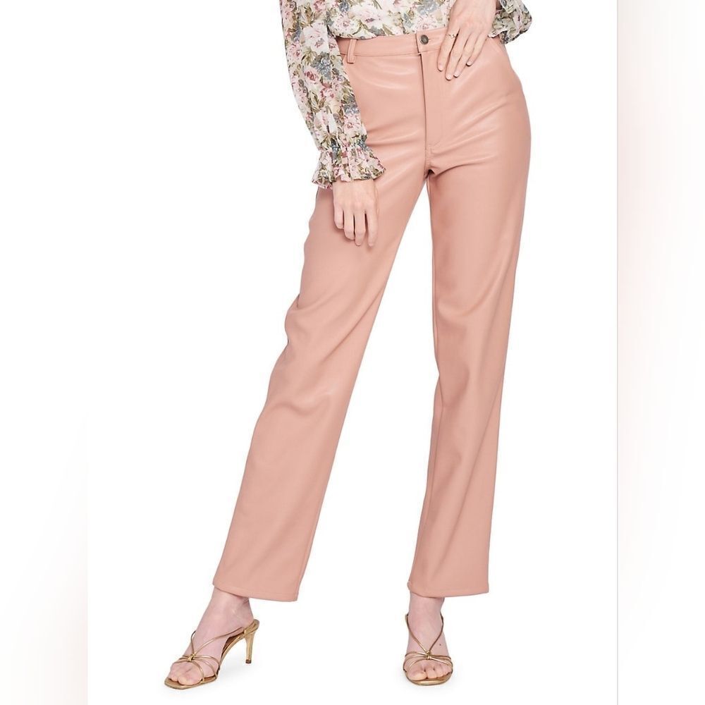 NWOT En Saison Lana Vegan Leather Pants in Pink Size XS Faux Light Anthropologie - Picture 2 of 8